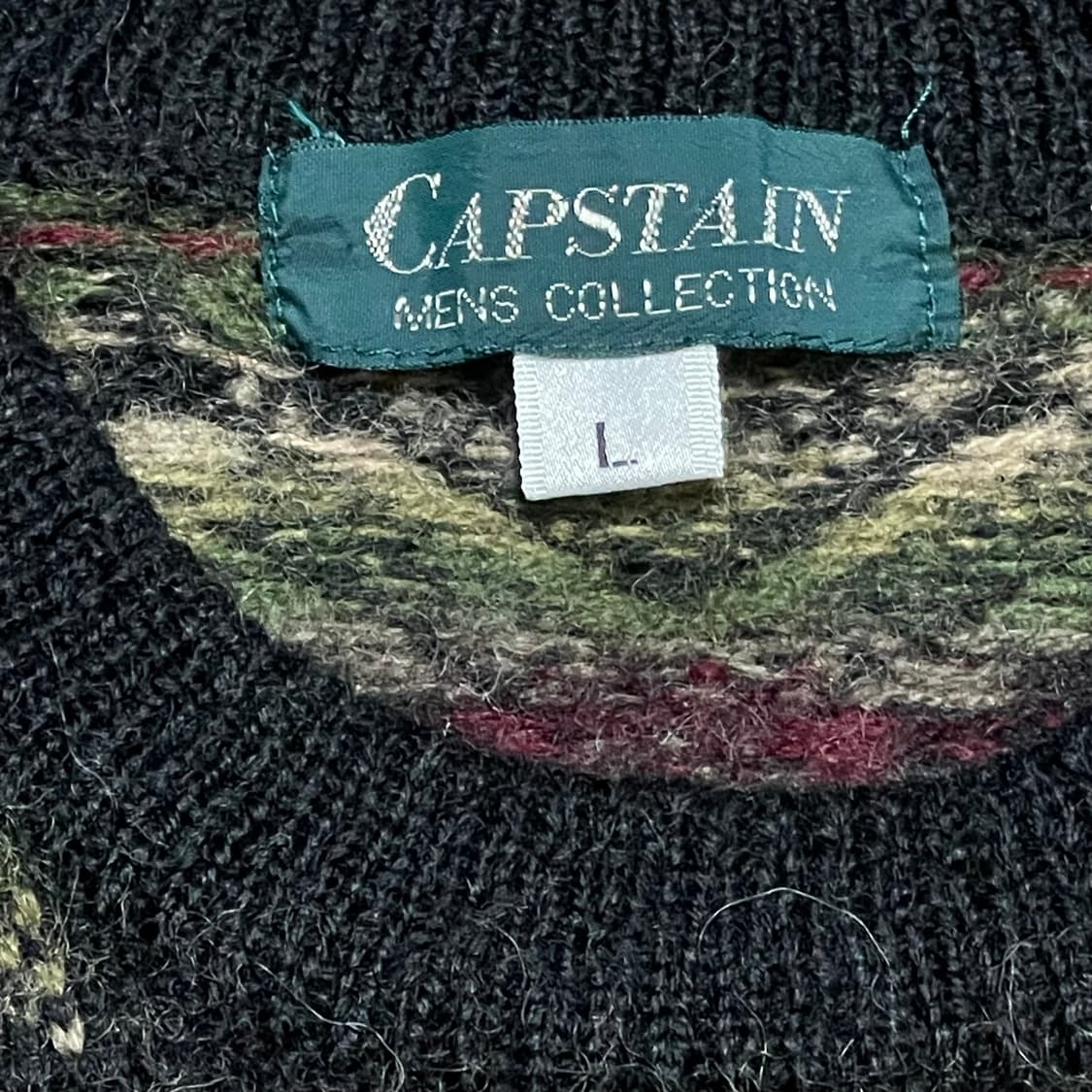 [L] 일본빈티지 CAPSIAIN 패턴 양모 울 니트 스웨터 상품이미지2