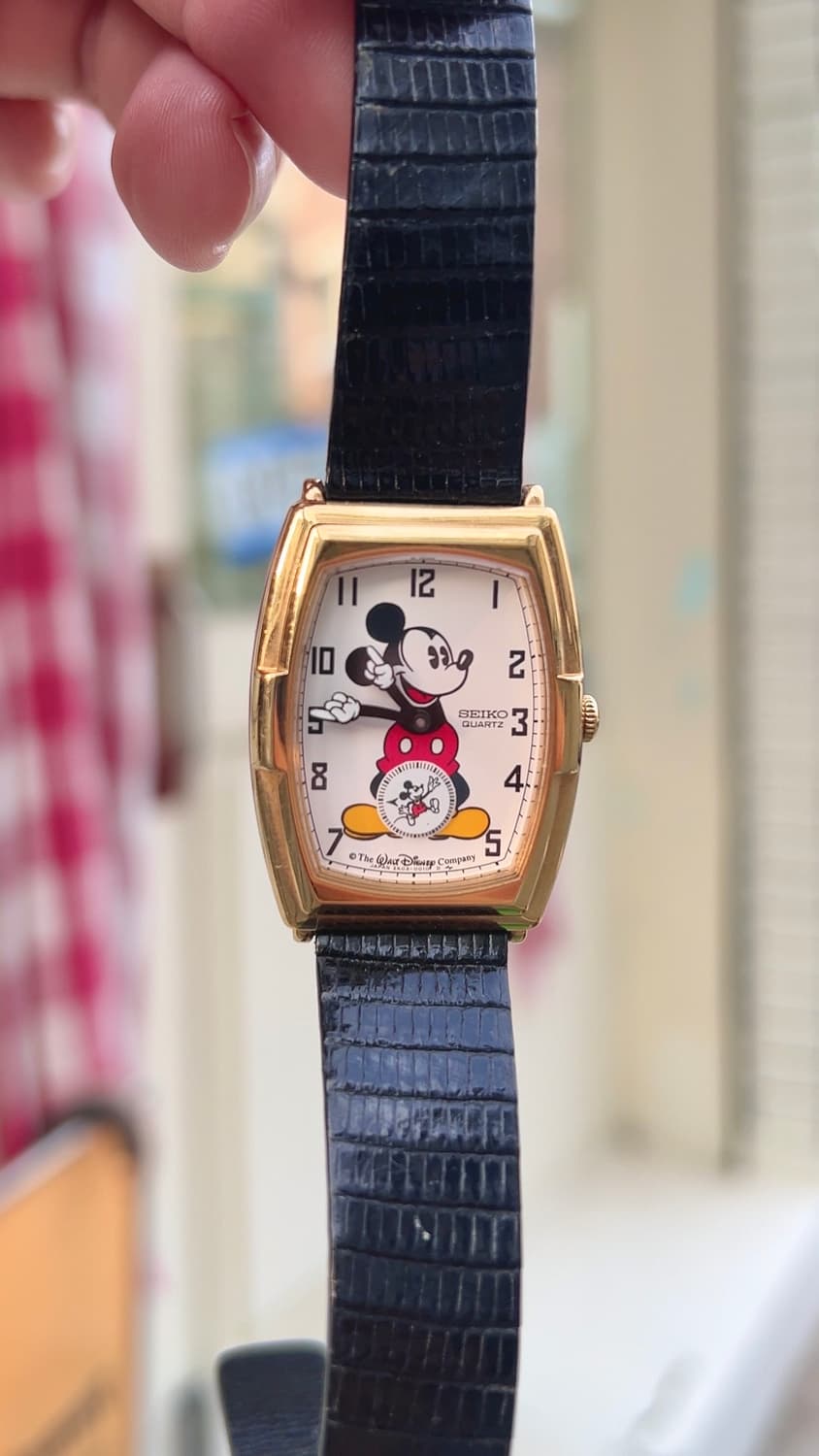 [80s Seiko]Disney mickey gold tank watch 상품이미지2