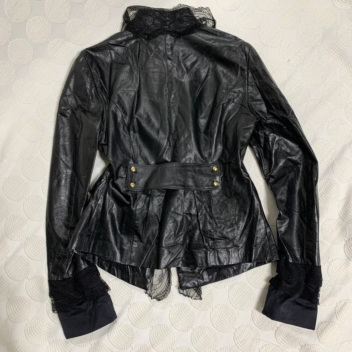 로베르토 카발리 레이스 실크 배색 가죽 재킷 상품이미지5