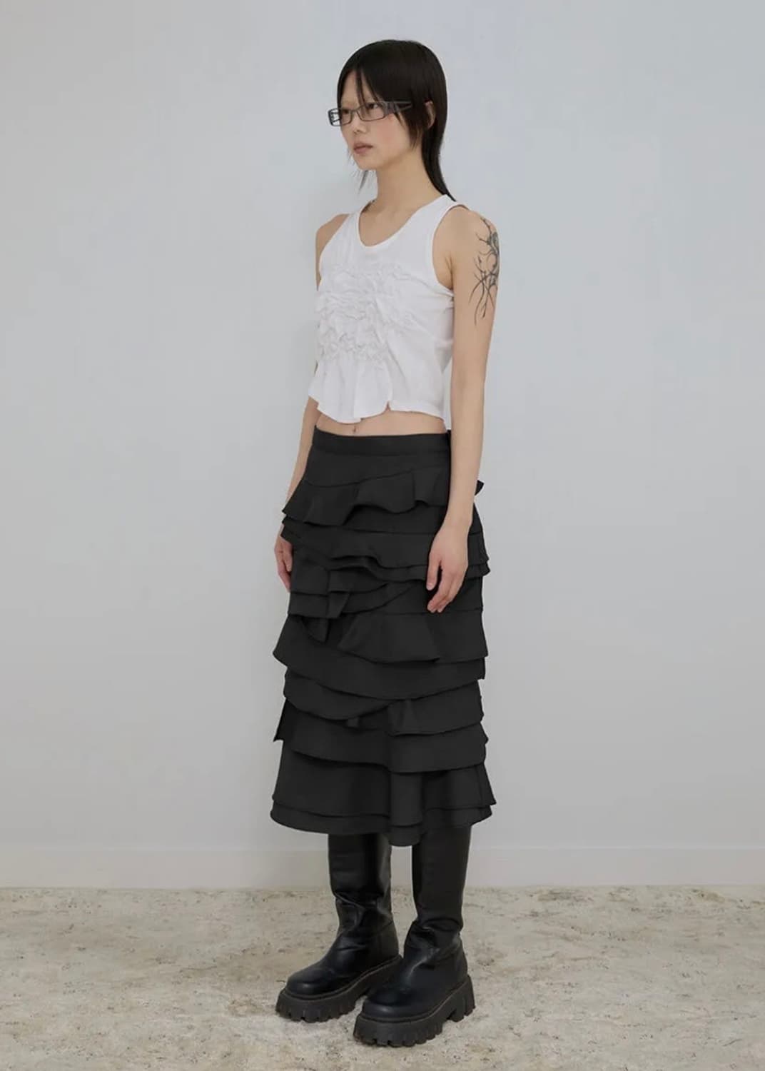 플레어업 파예 프릴 미디 스커트 상품이미지2