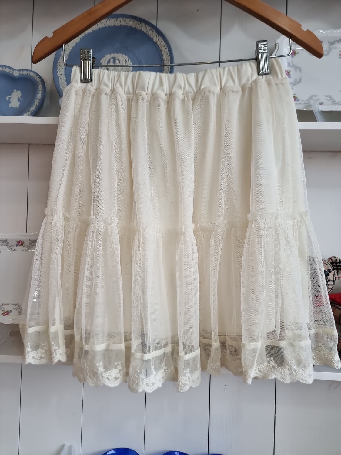 아이보리 레이스  스커트 상품이미지1