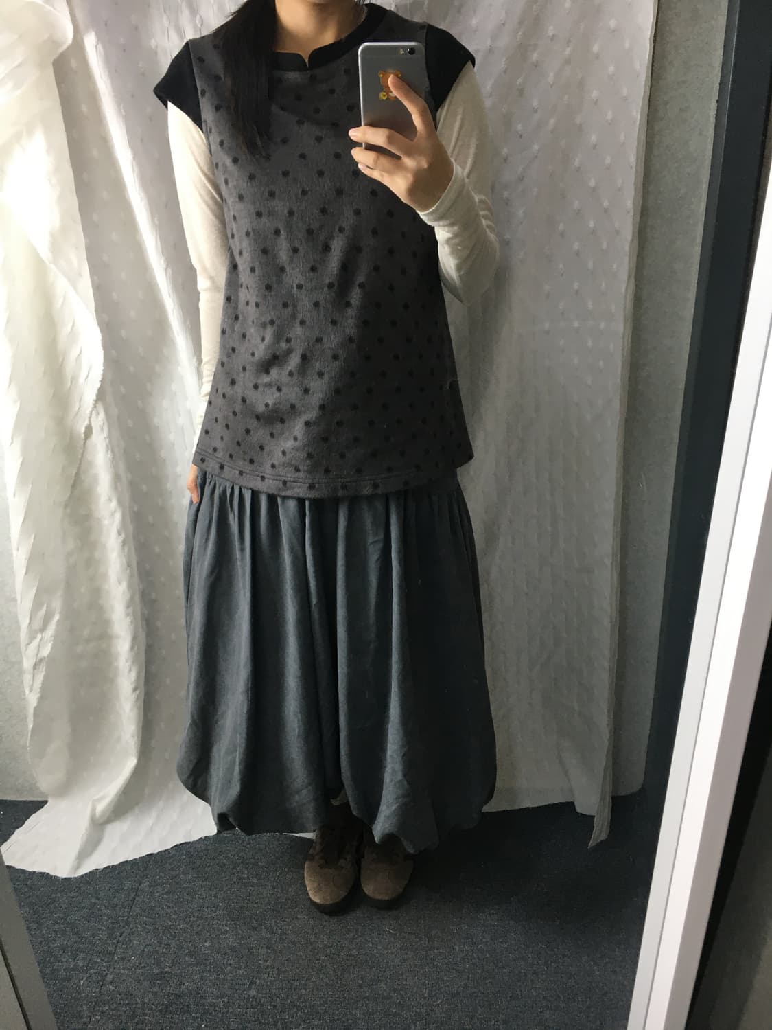 차콜 벌룬 롱 스커트 상품이미지3