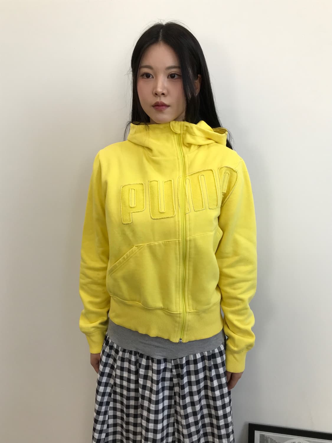 Puma Yellow Spellout Logo Zip Up Hoodie 상품이미지1