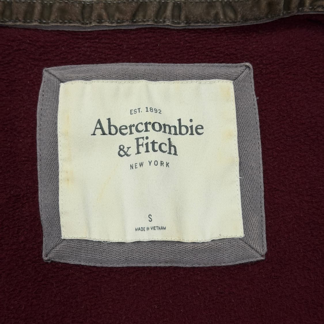 아베크롬비 빈티지 버건디 마룬 와인 딱붙핏 기모 후드집업 Y2K 자켓 상품이미지4