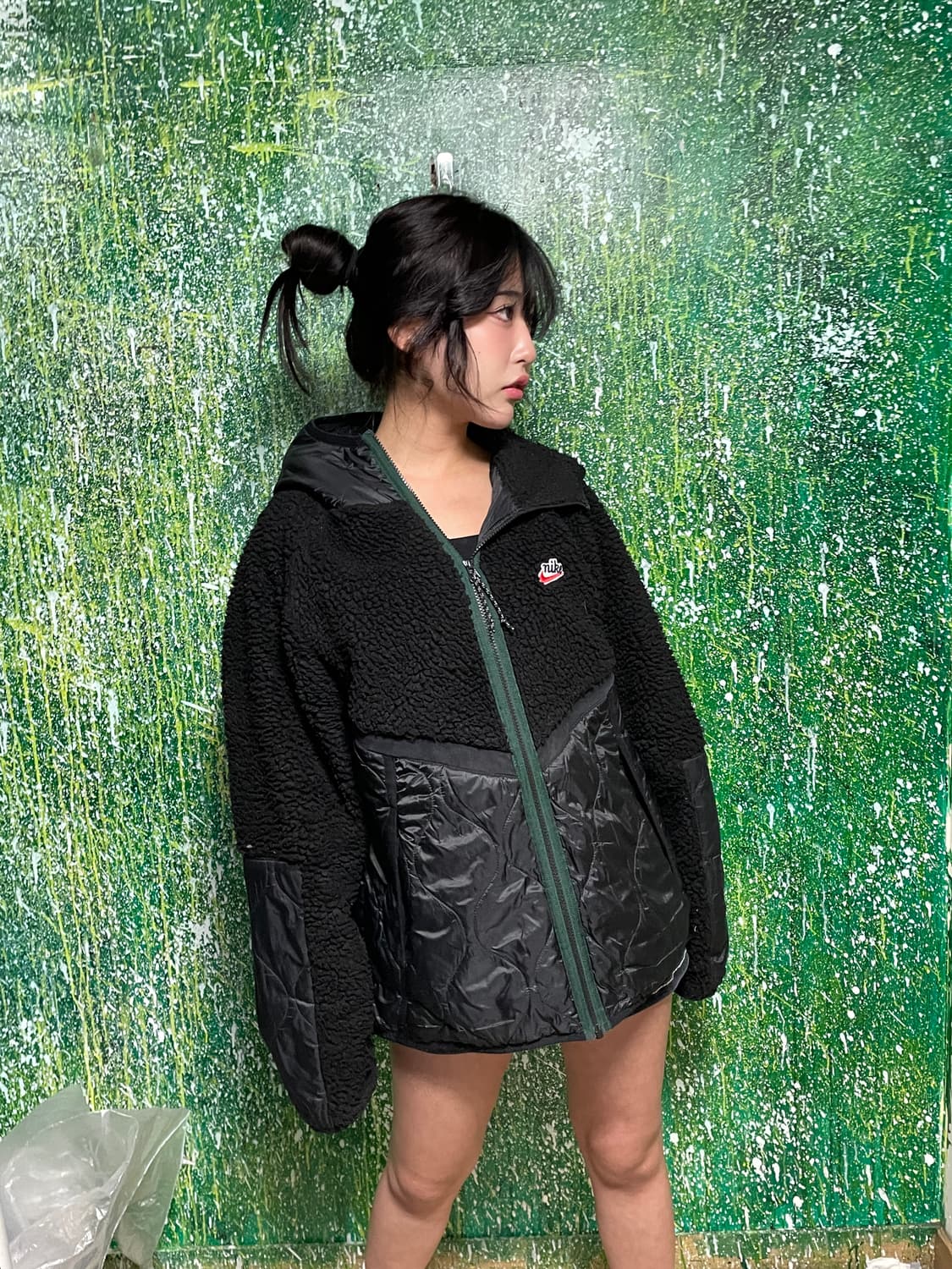 나이키 블랙 플리스 후리스 집업 후드 바람막이 점퍼 2XL 상품이미지1