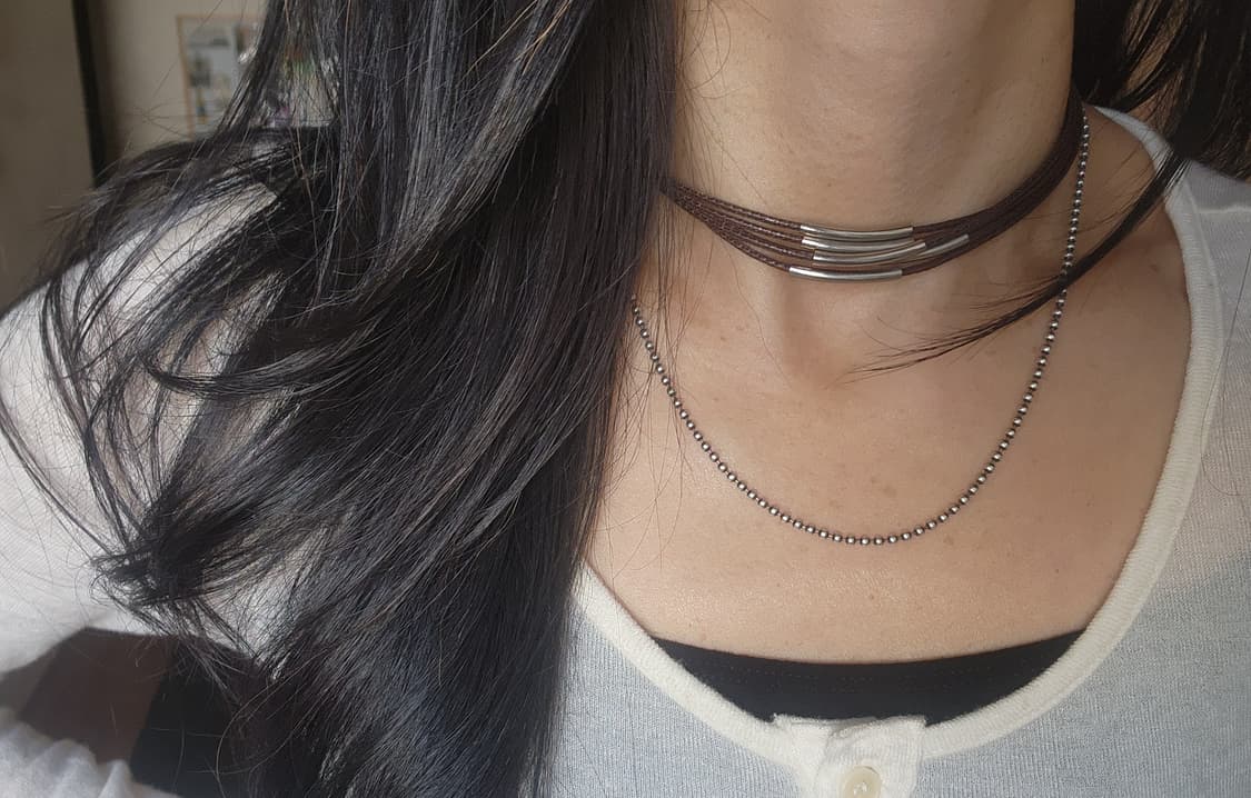 5줄 가죽 쵸커 목걸이 2개 일괄 상품이미지4