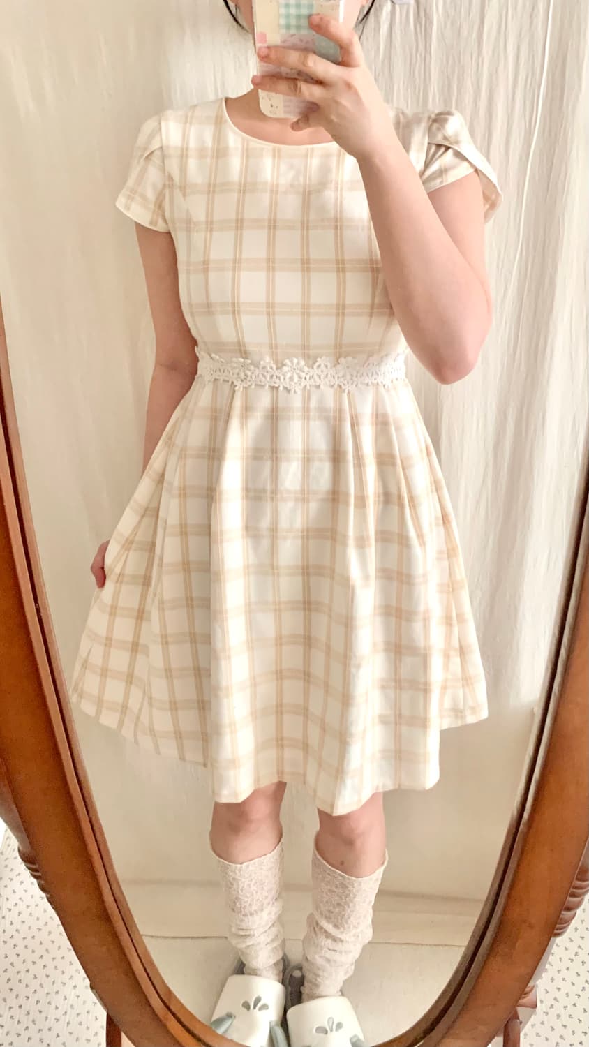 로디스포토 튤립 체크 크로쉐 원피스 상품이미지6