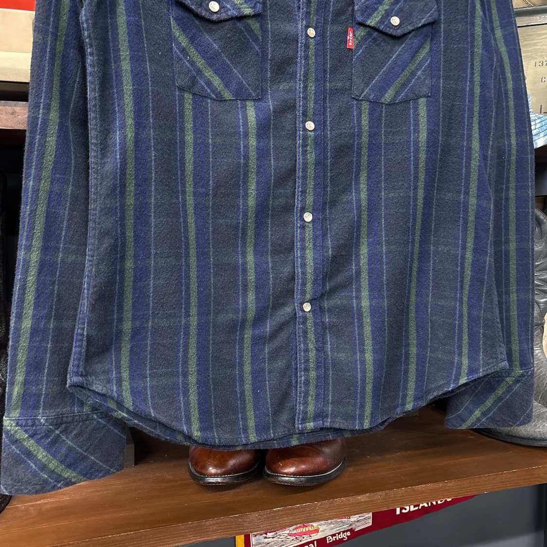 리바이스 레드탭 플란넬 스트라이프 체크 패턴 웨스턴 셔츠 N1082 상품이미지4