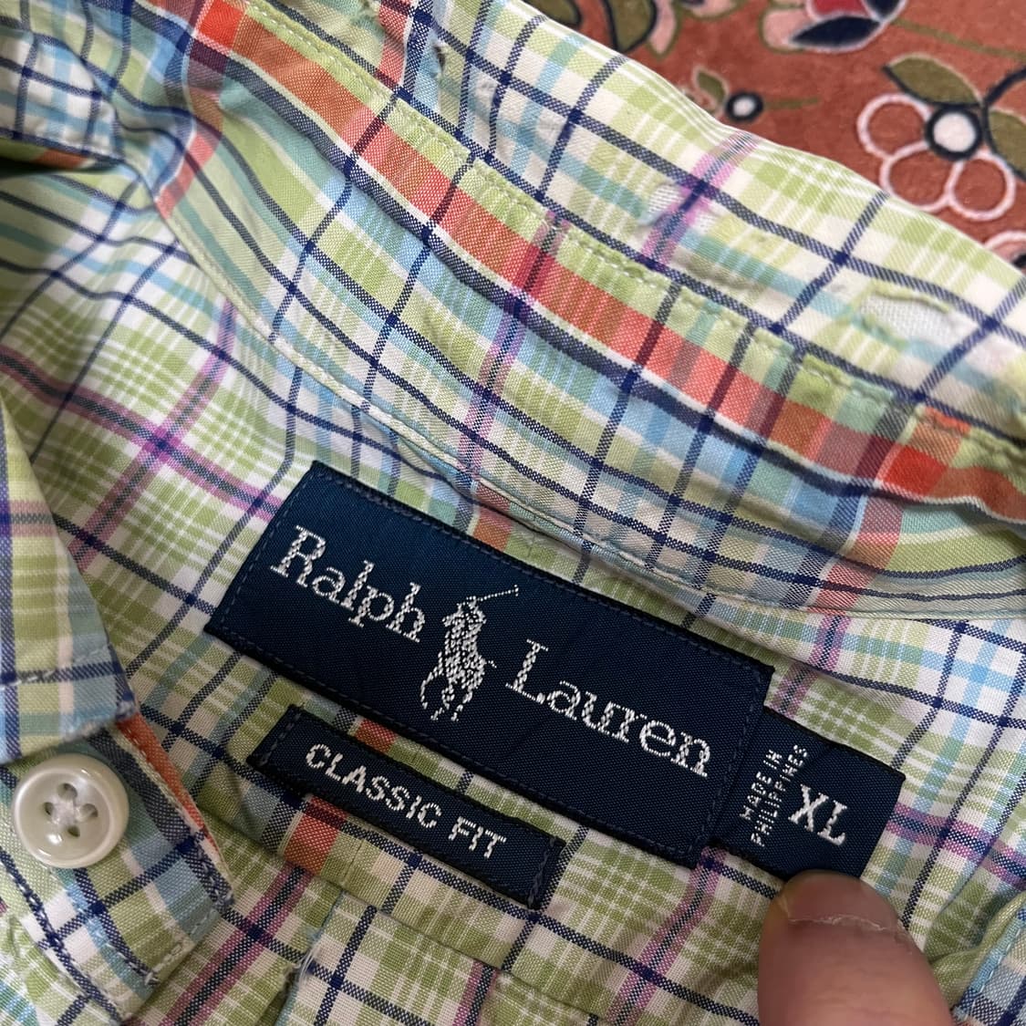 폴로 랄프로렌 남성 그린 체크 반팔 셔츠 XL/105 상품이미지6
