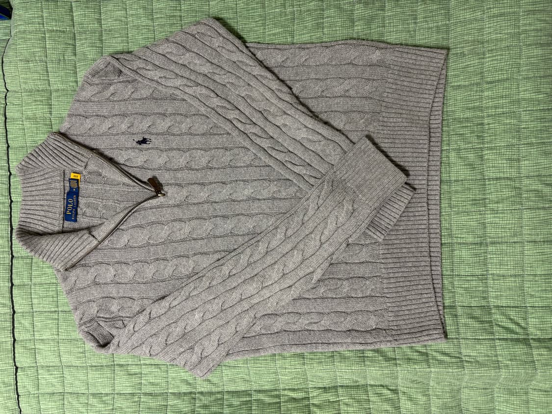 폴로 랄프로렌 케이블 니트 반집업 꽈배기 상품이미지1