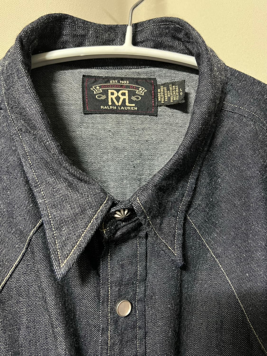 rrl 더블알엘 버팔로 웨스턴 셔츠 데님 인디고 린스 L 상품이미지4