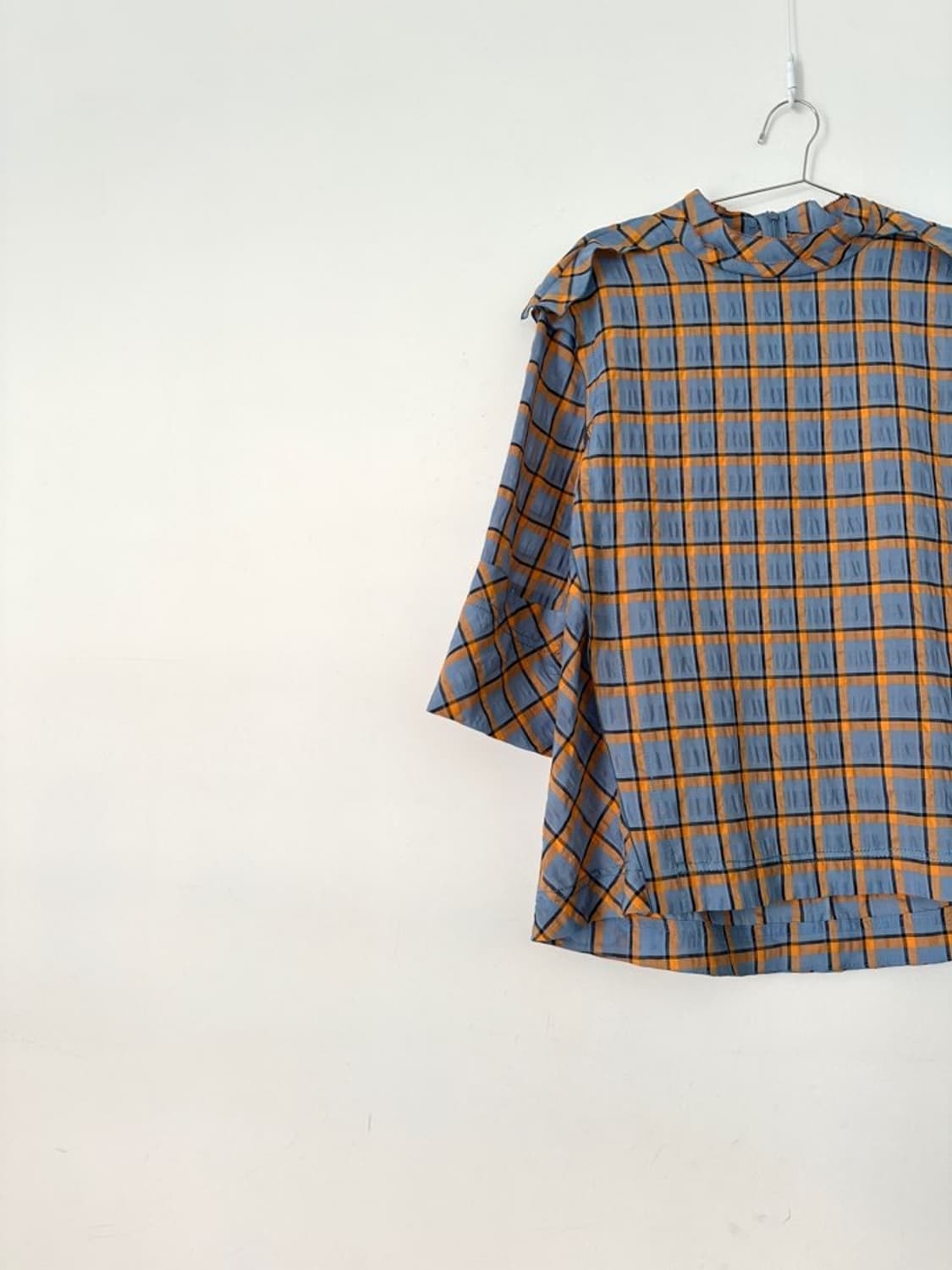 Structured check neck blouse 상품이미지6