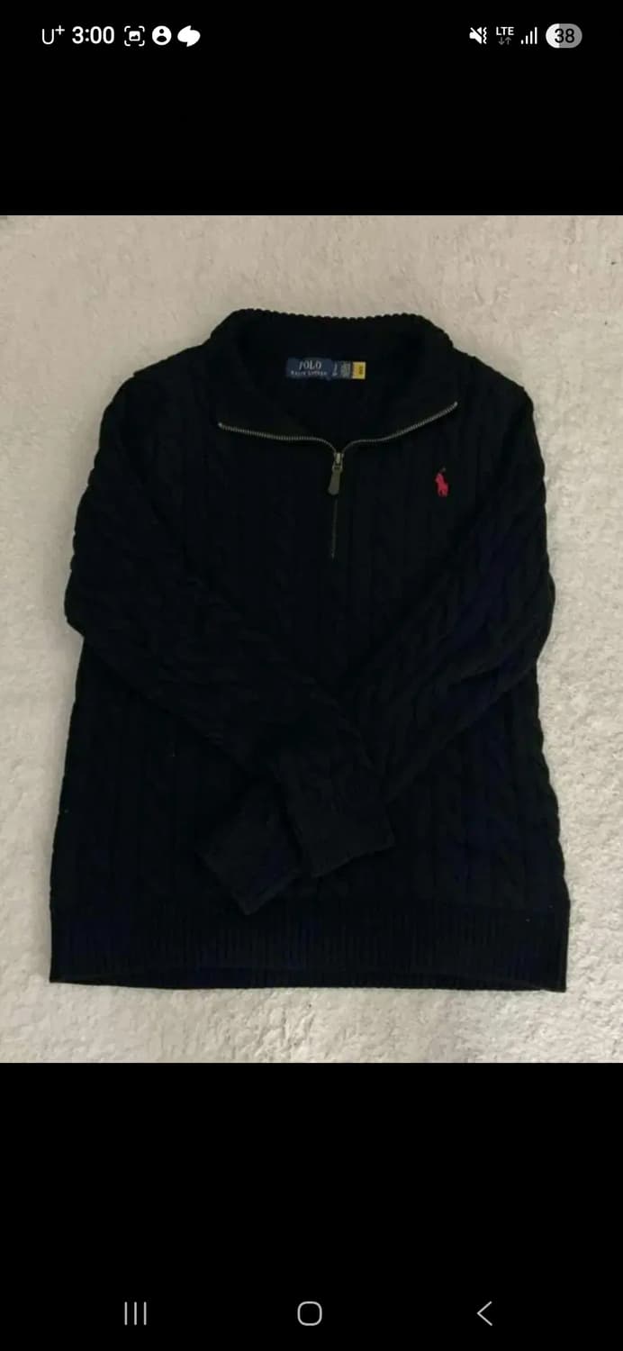 폴로 블랙 꽈배기 반집업 니트 상품이미지2