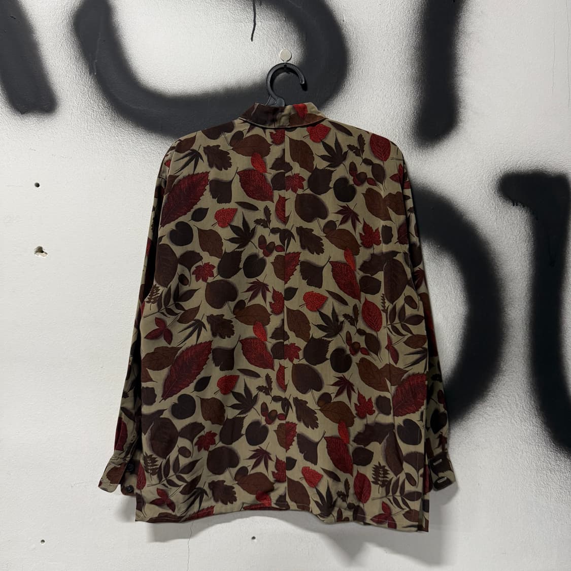 VTG 빈티지 낙엽 리프 자카드 패턴 히든 투포켓 긴팔 셔츠 상품이미지2