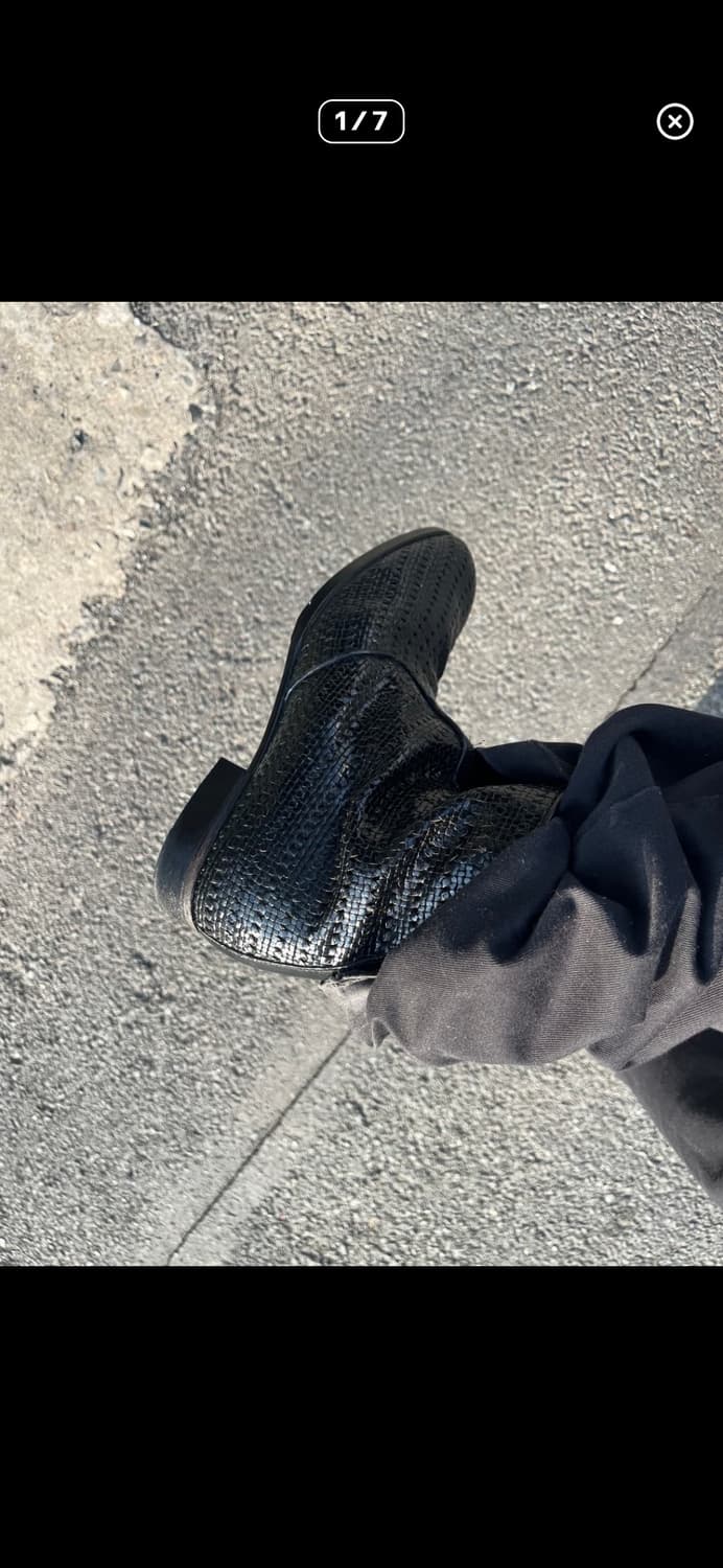 위빙텍스쳐 레더 앵클부츠 상품이미지1