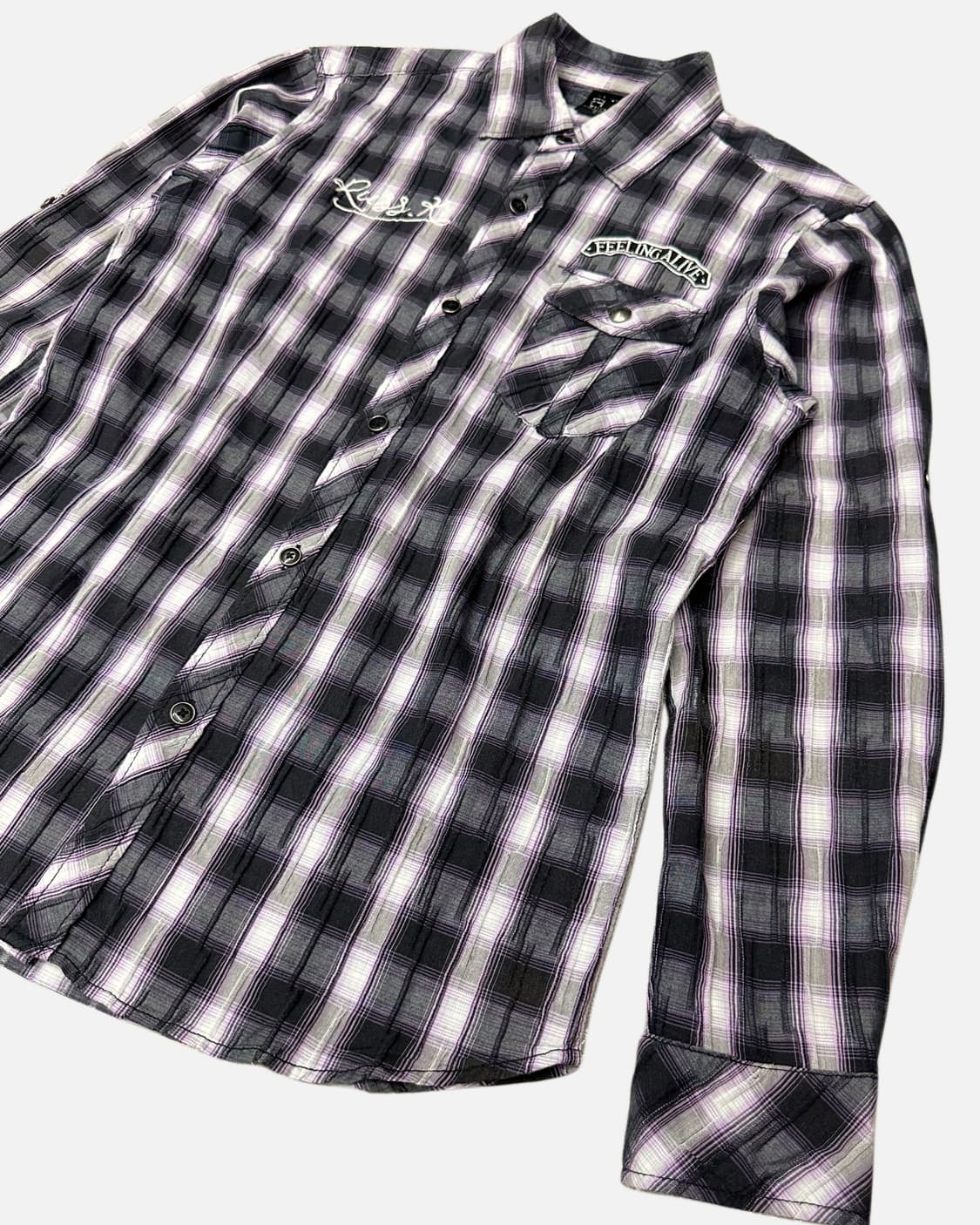 logo patch purple check shirt 상품이미지3