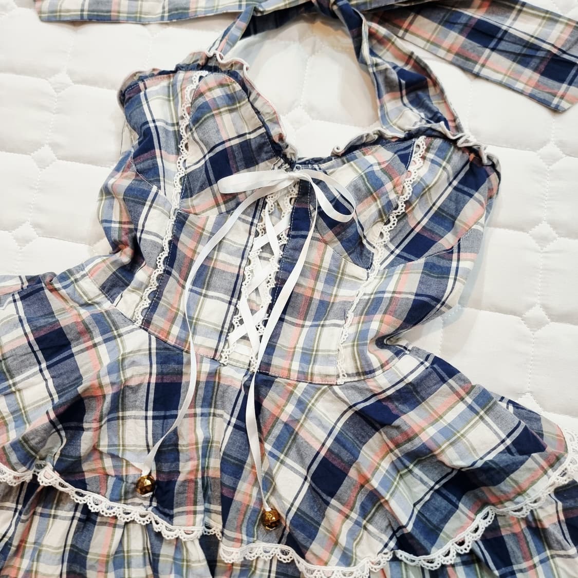 LIZ LISA 리즈리사 체크 홀터넥 레이스 원피스 상품이미지7