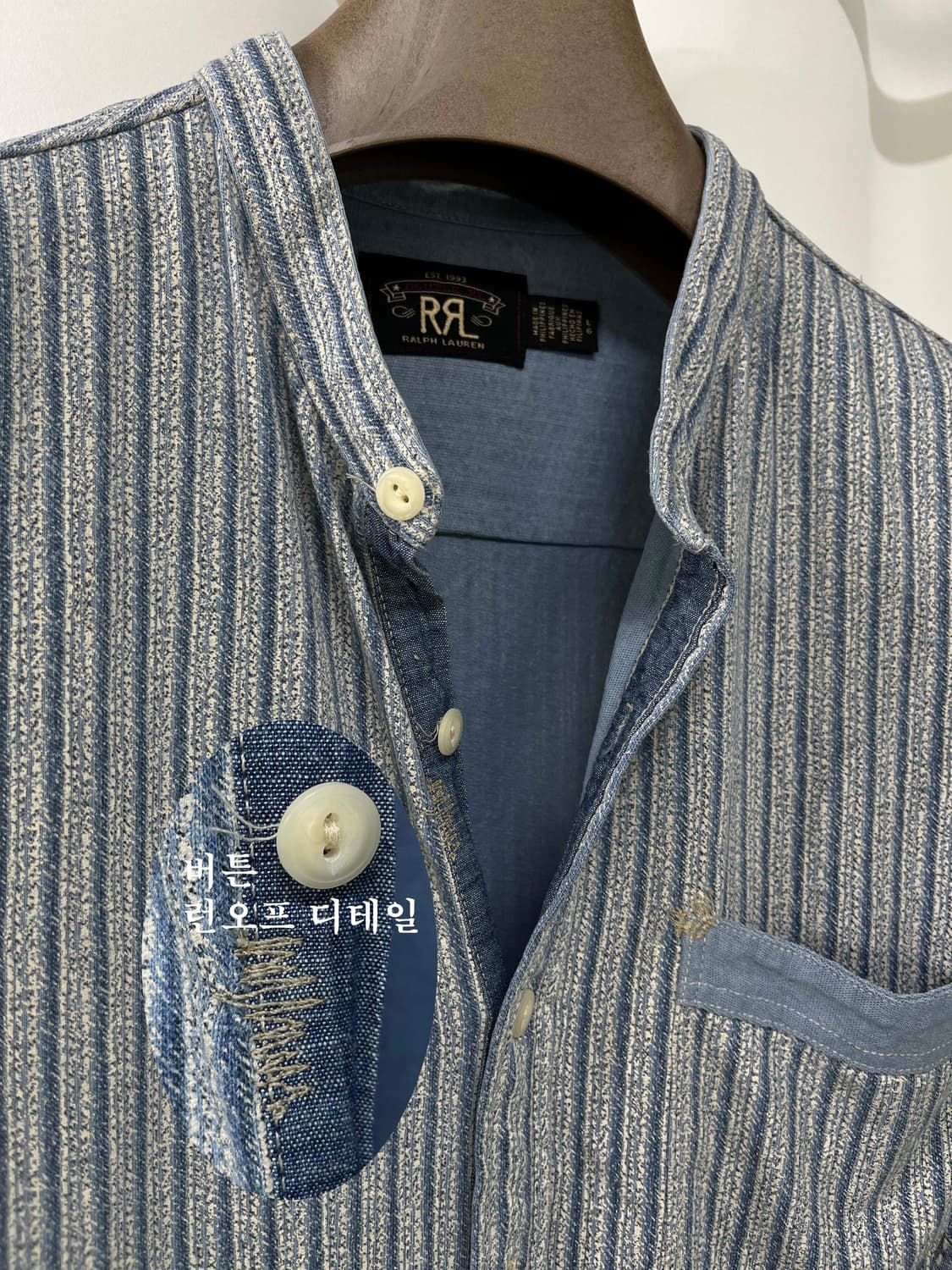 더블알엘 rrl리페어 인디고 팝오버 린넨코튼 모압 워크셔츠 상품이미지7