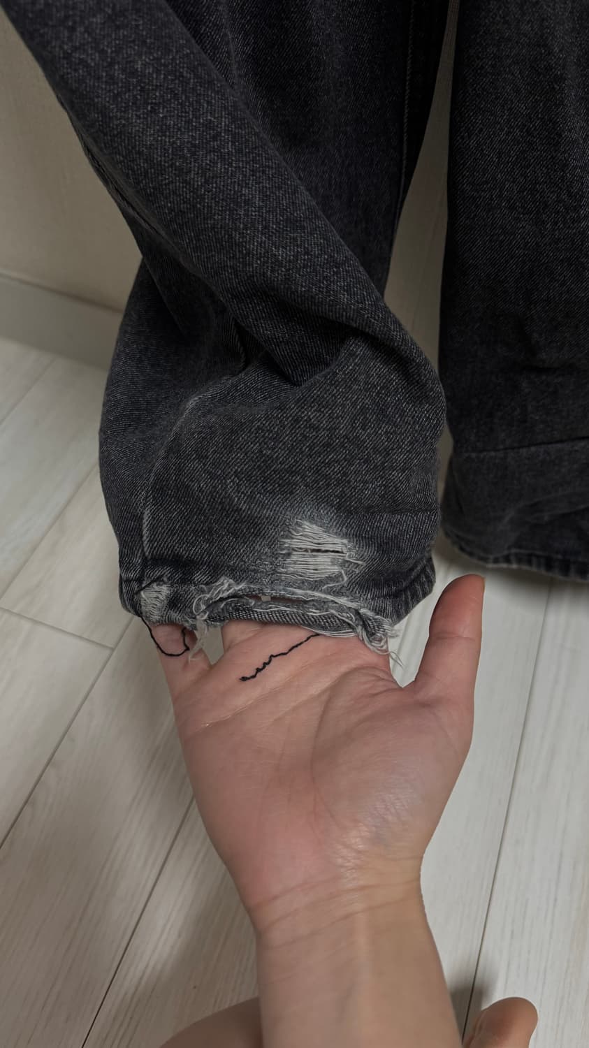 어니브 로우라이즈 와이드 데님 차콜 M 상품이미지4