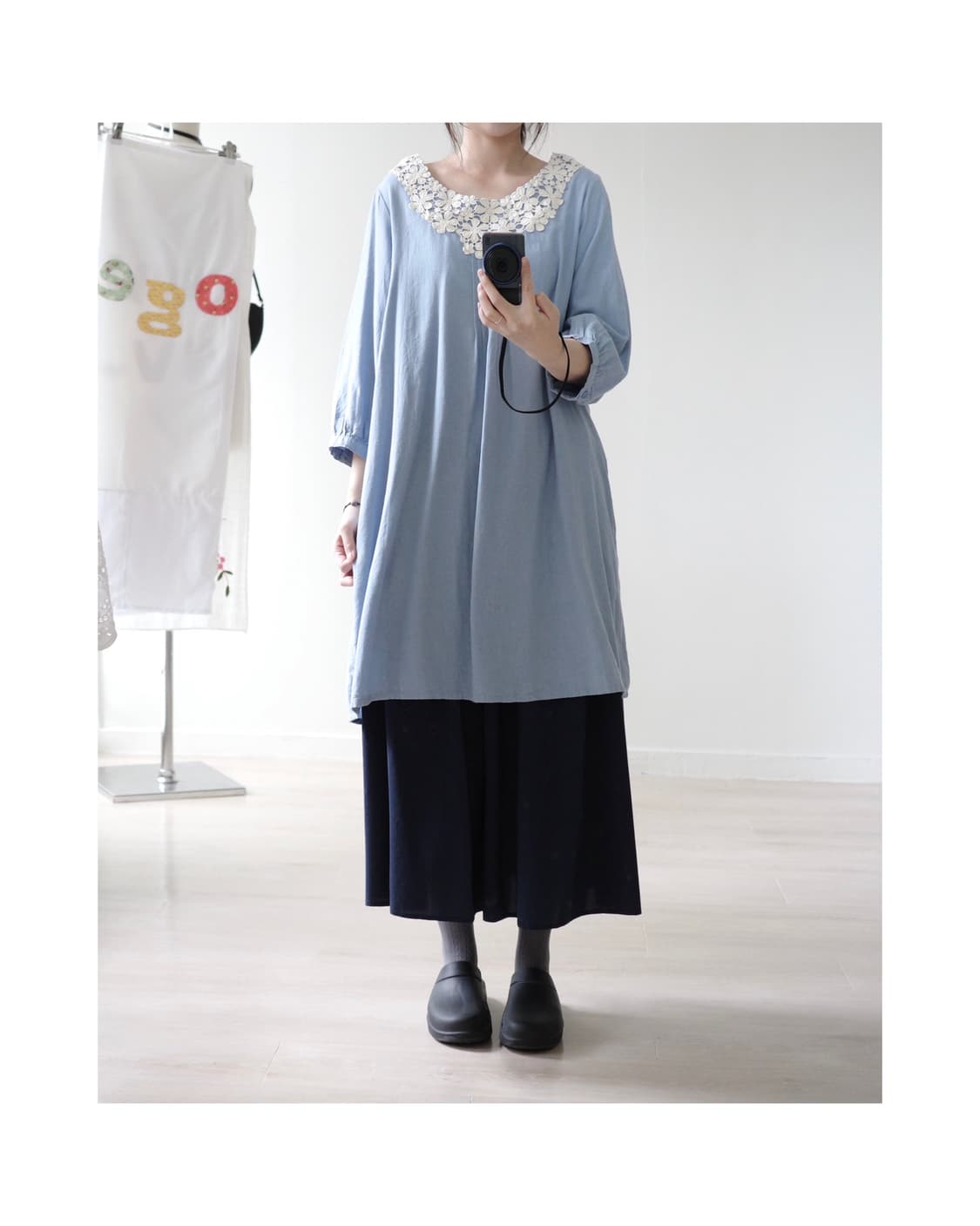  Antique crochet misty blue blouse 상품이미지2