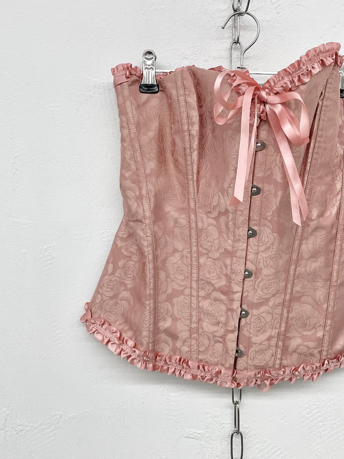핑크 자카드 프릴 코르셋 상품이미지5