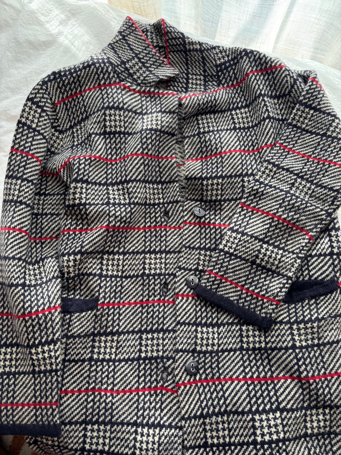 일본브랜드 울혼방 체크 가디건 상품이미지1