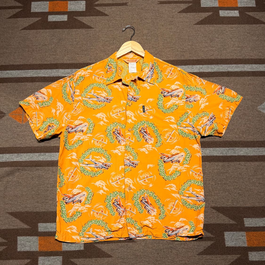 AVIREX 아비렉스 미공군 폭격기 레이온 하와이안 셔츠 S 100 상품이미지1