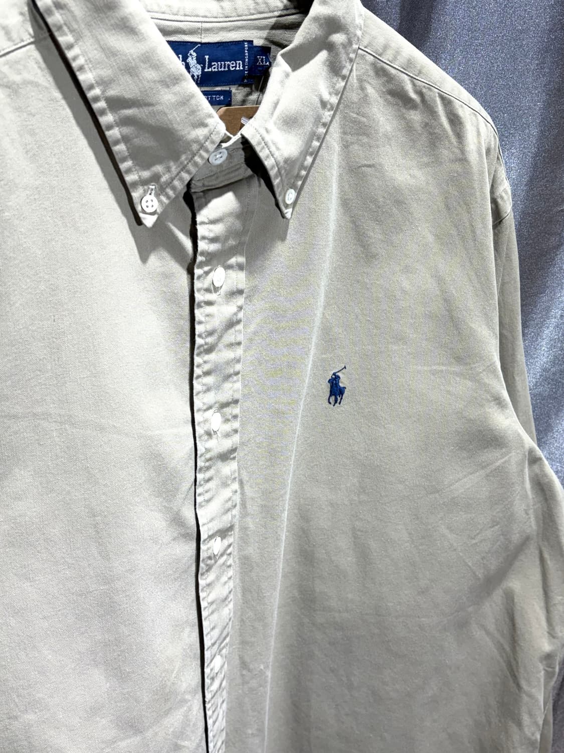 XL 폴로랄프로렌 네이비 포니 베이지 코튼 셔츠 상품이미지4