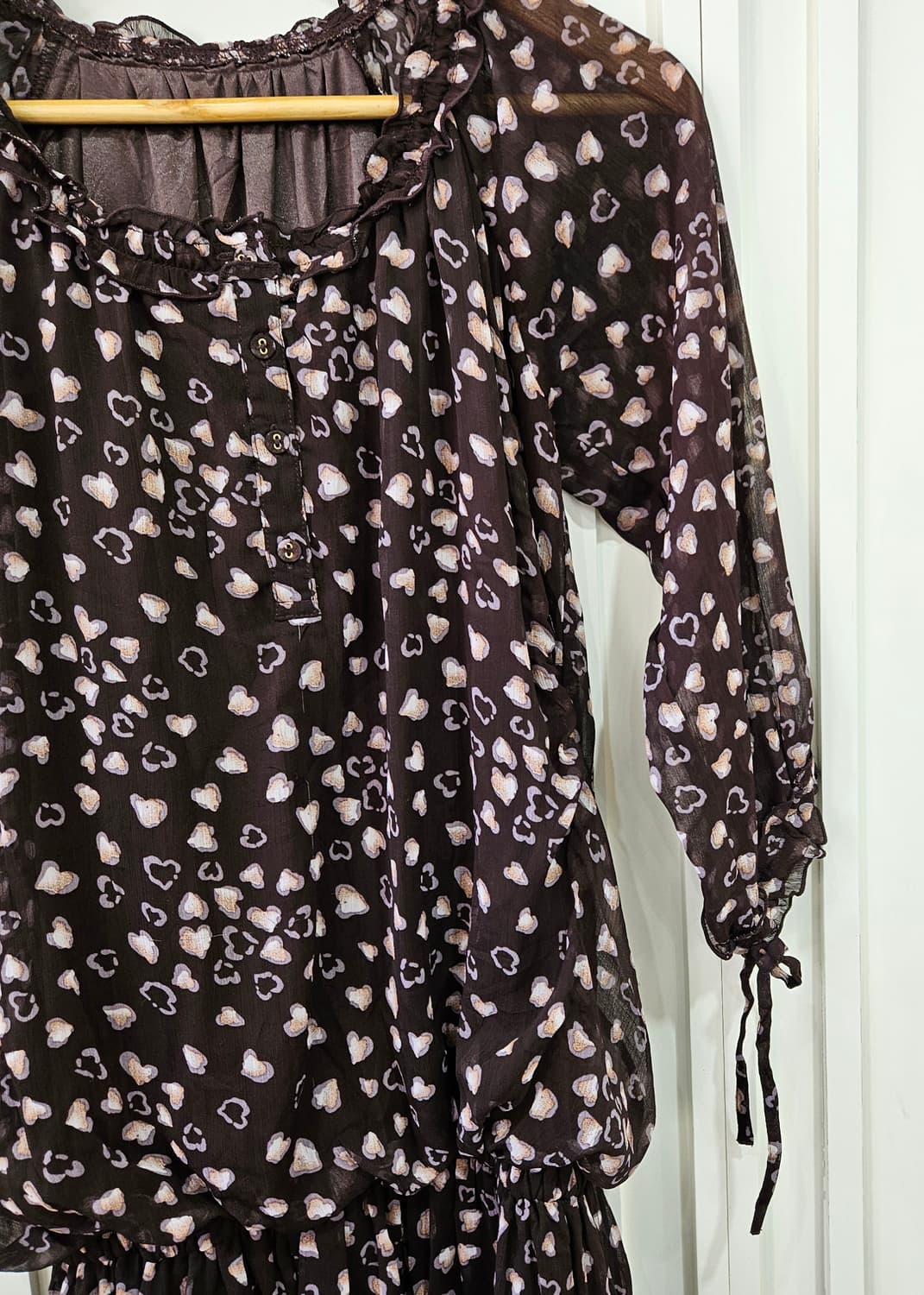 하트 패턴 쉬폰 미니 원피스 상품이미지3