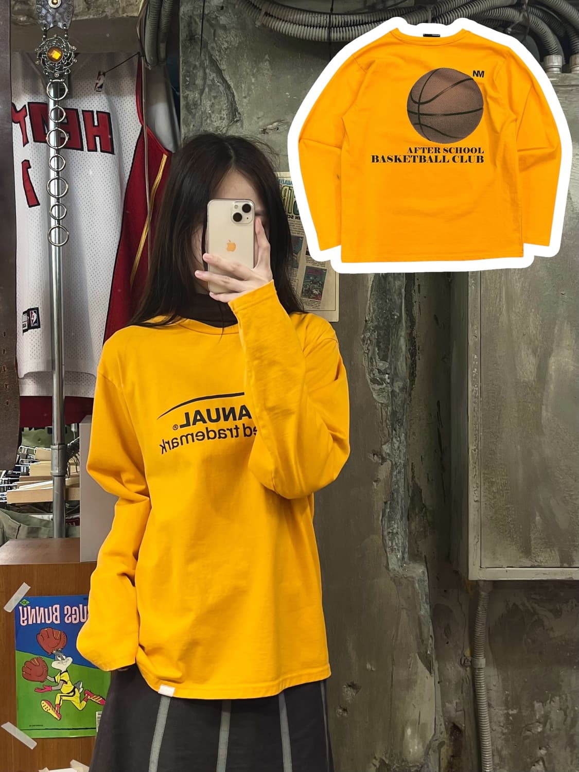 노매뉴얼 베스킷볼 긴팔티 오렌지 M #csz514 상품이미지1