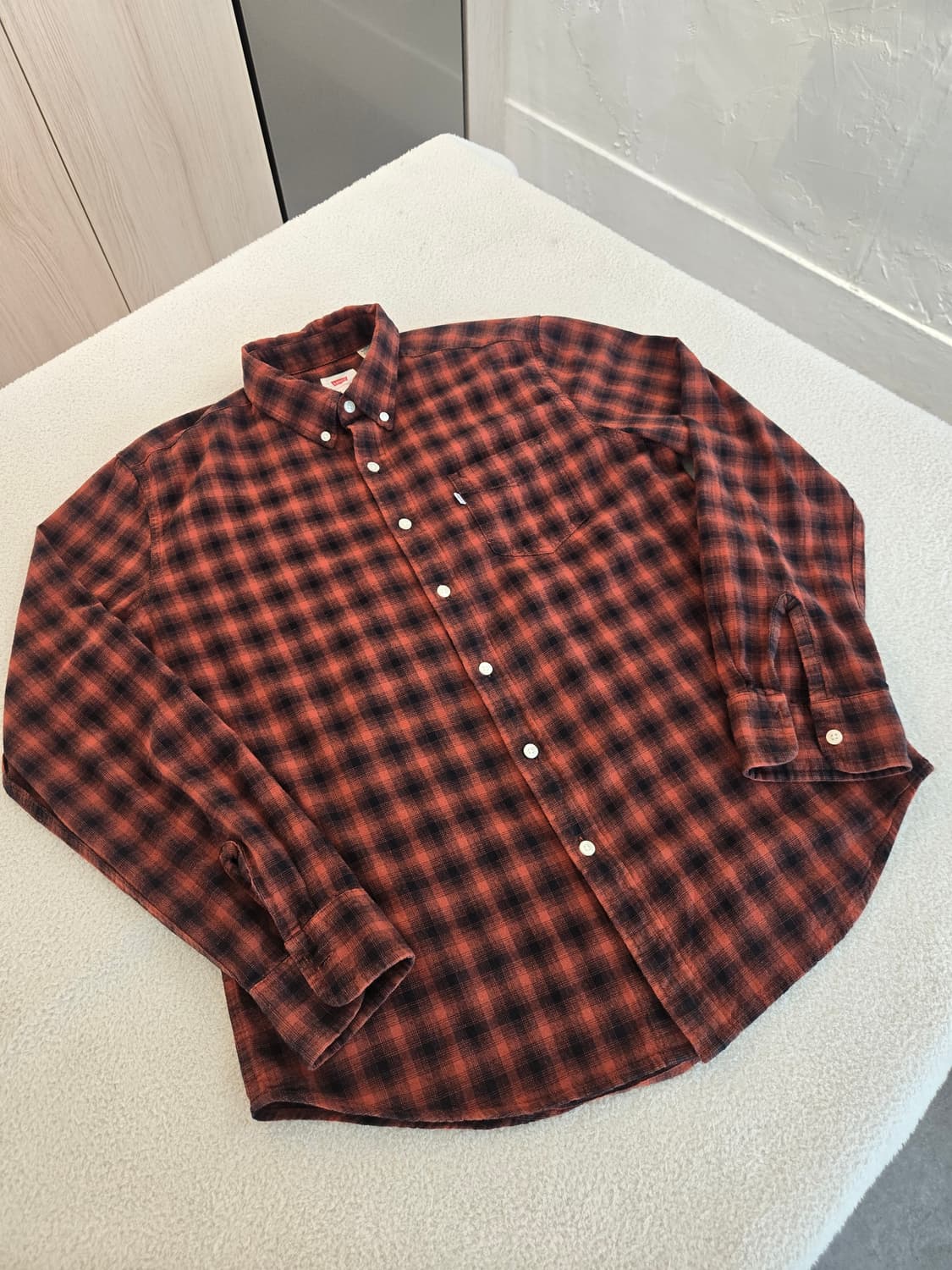 리바이스 레드 블랙 체크 셔츠 L 상품이미지3