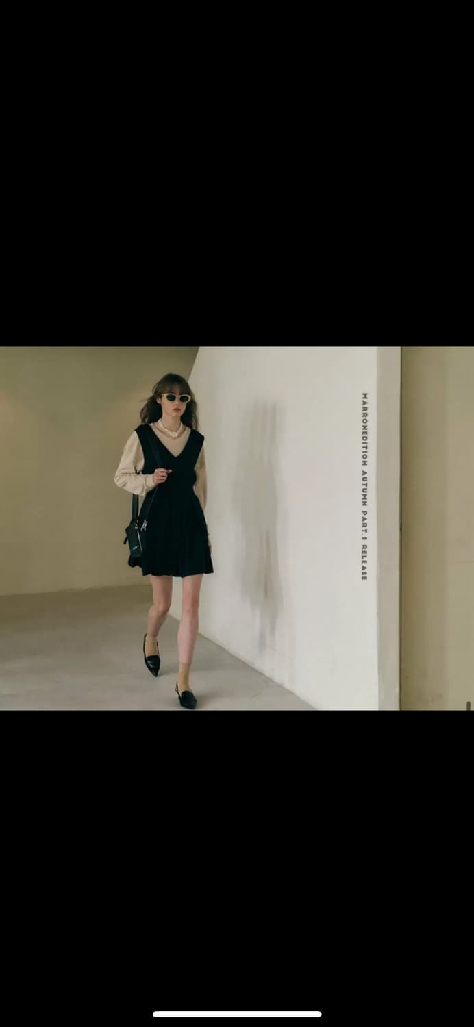 마론에디션 블랙 플리츠 오버롤 fall ver. 상품이미지2