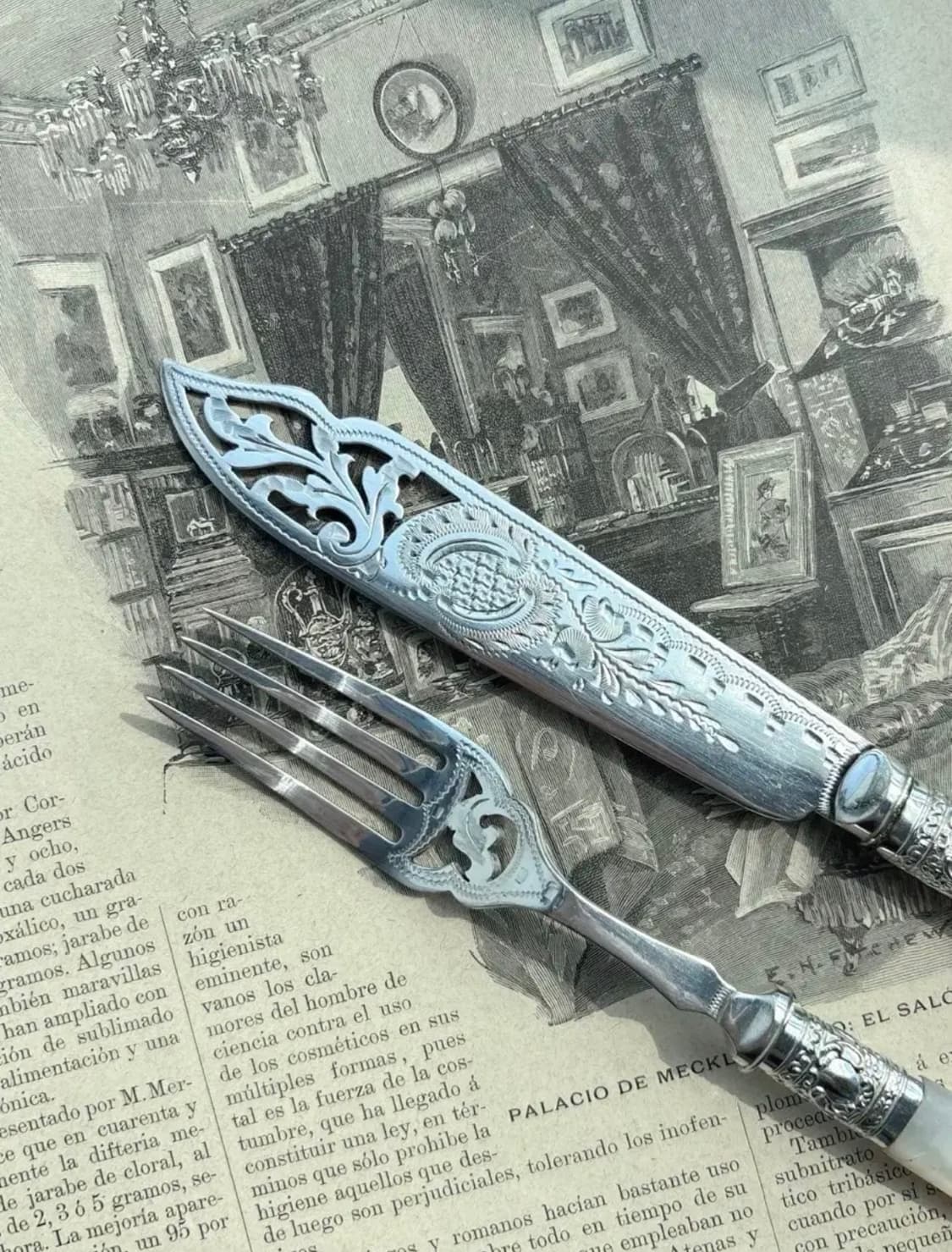 영국 앤틱 실버플레이트 마더오브펄 커트러리세트 상품이미지2