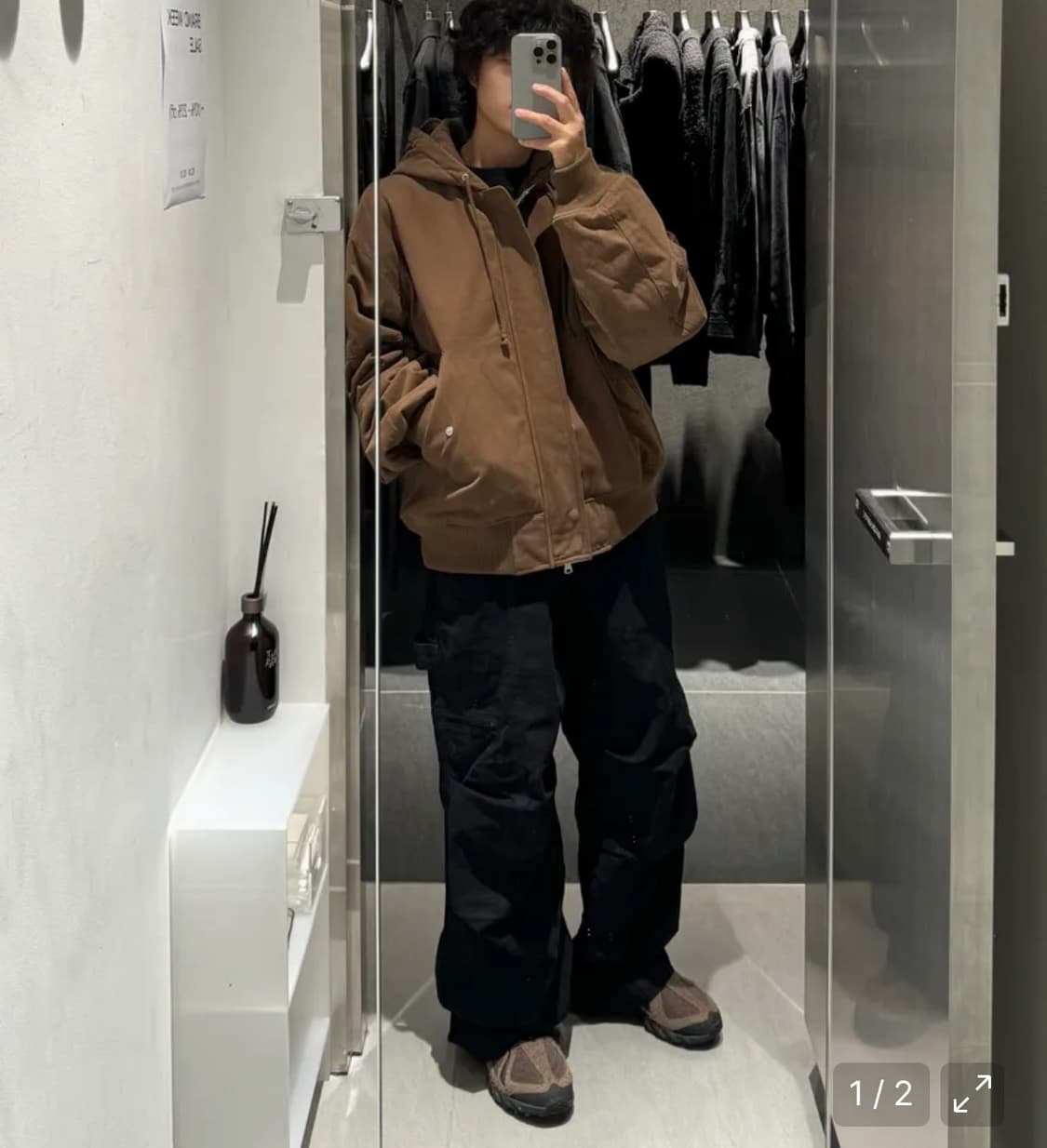인사일런스 플라이트 후디드 봄버 BROWN L사이즈 상품이미지3