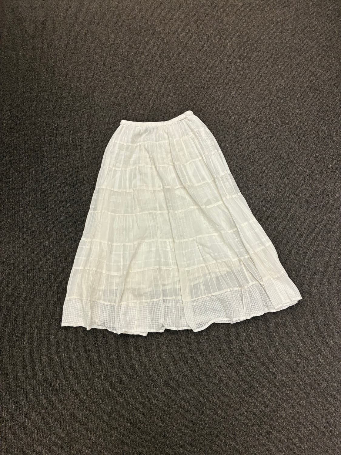 M)Japanese vintage 여성 체크무늬 시스루 롱스커트 상품이미지4