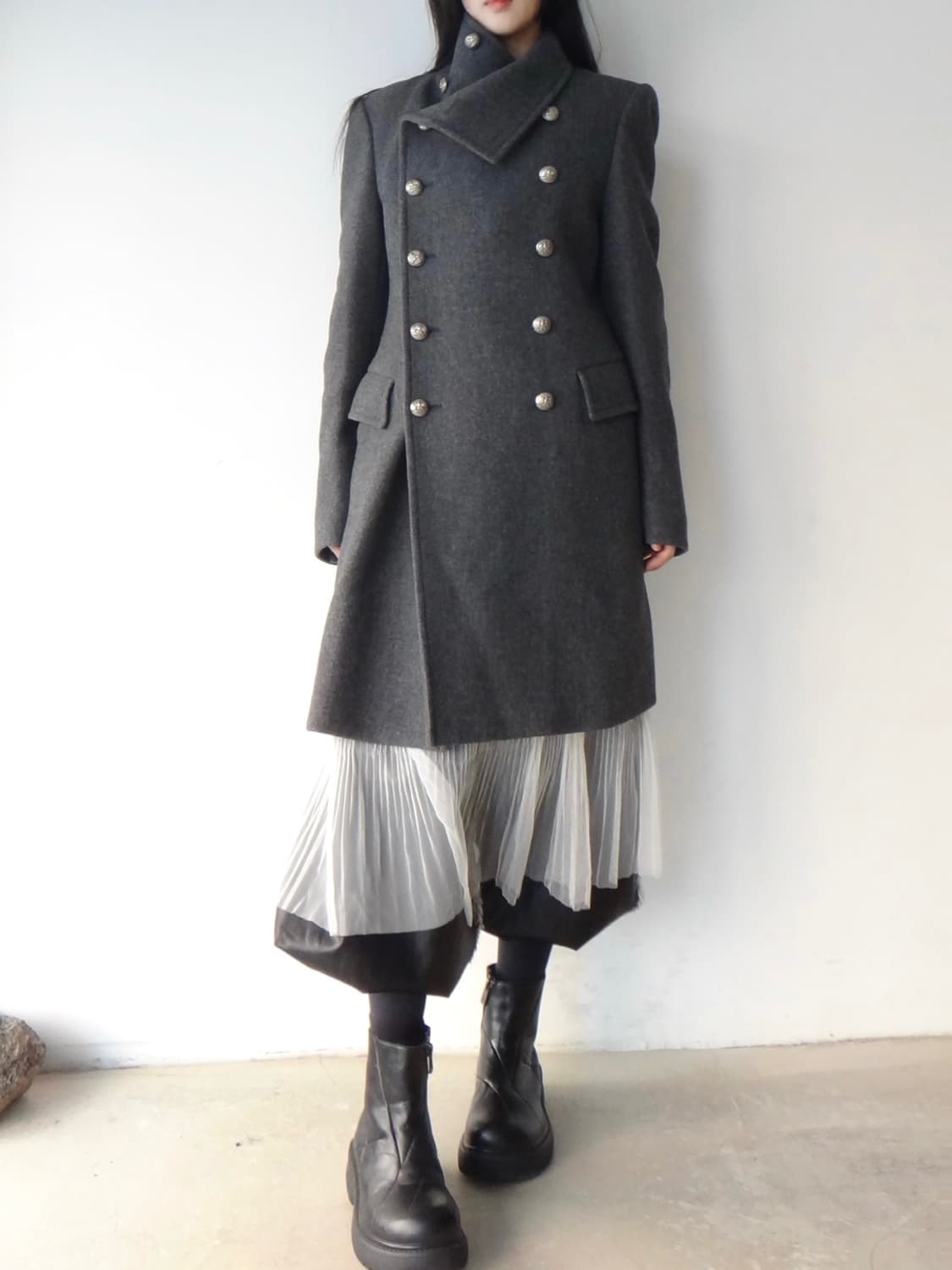 SYSTEM double high neck coat / grey 상품이미지7