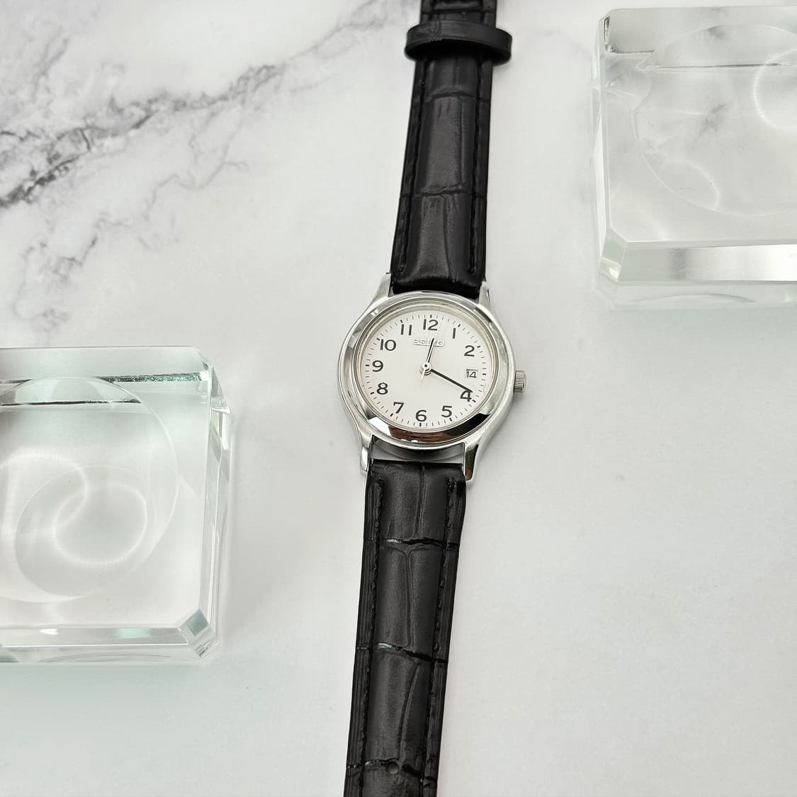 90s00s 빈티지 세이코 클래식 데이트 화이트 아라비아 워치 상품이미지4
