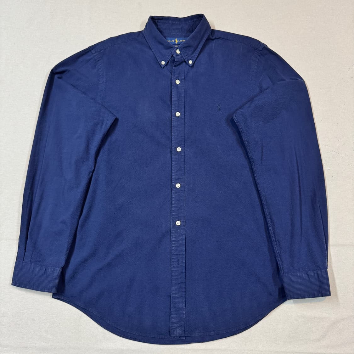 L) 폴로 랄프로렌 클래식핏 네이비 시어서커 린넨 셔츠 상품이미지1