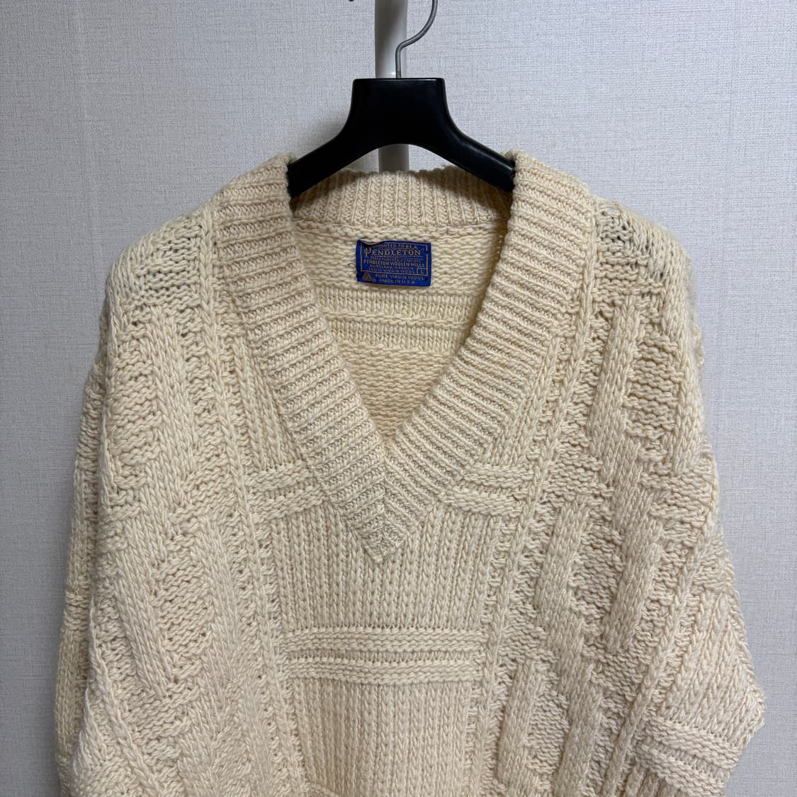 펜들턴 Made in USA 퓨어 버진 울 피셔맨 니트 / 베이지, L 상품이미지2