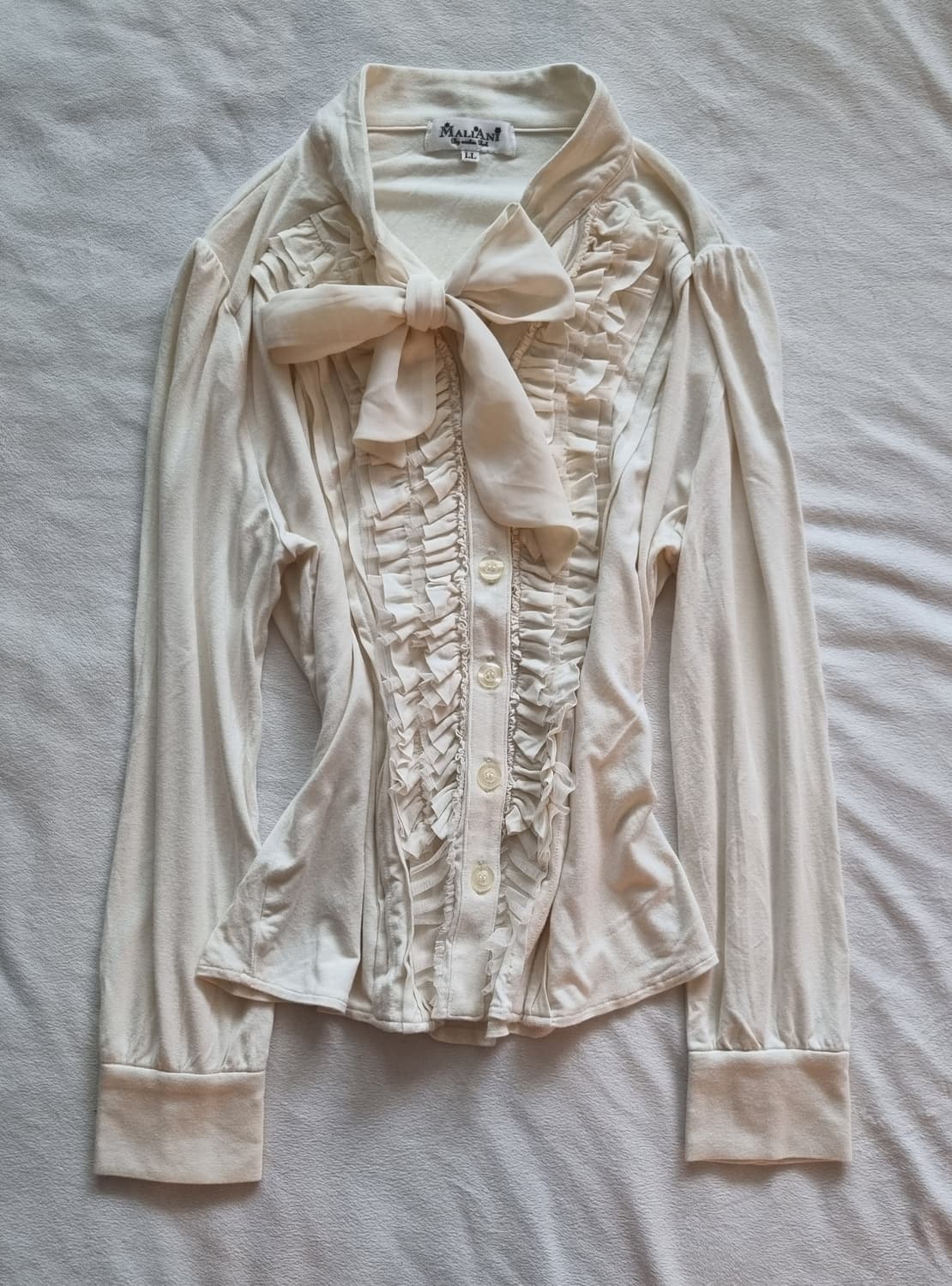 빈티지 오리엔탈 긱시크 갸루 리본 프릴 탑 상품이미지1