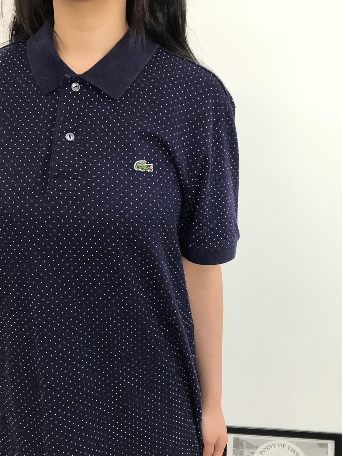Lacoste Navy Polka Dot Pique Polo 상품이미지2