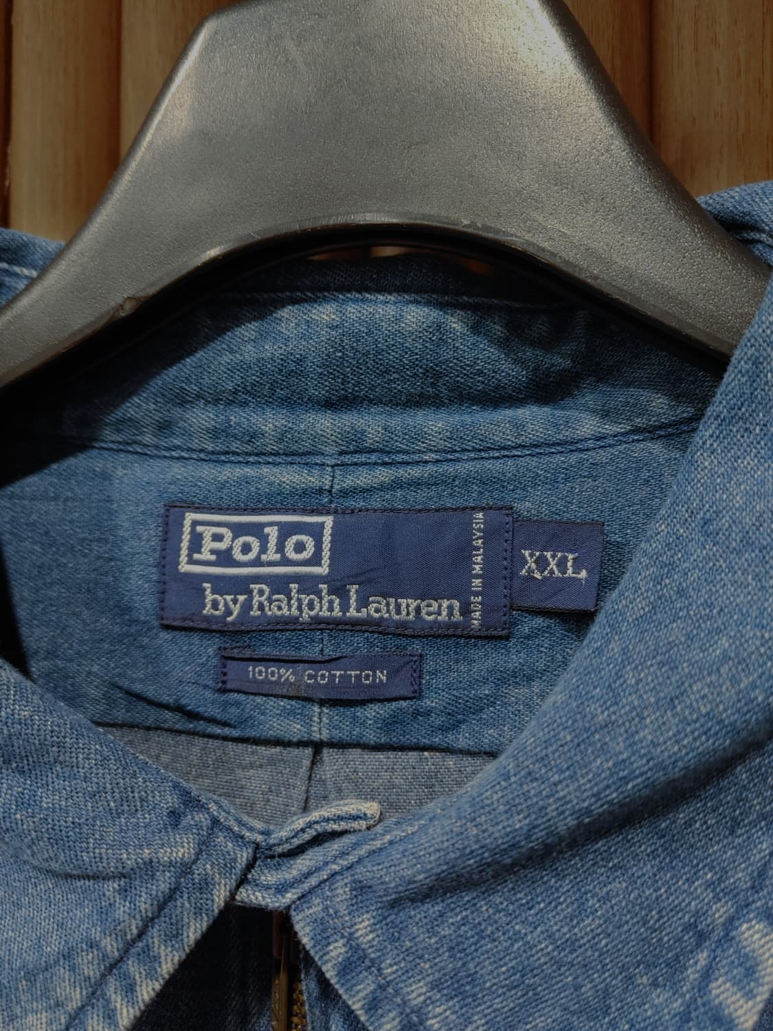 무배) 폴로 랄프로렌 체크 믹스 데님 반집업 - 2XL 상품이미지2
