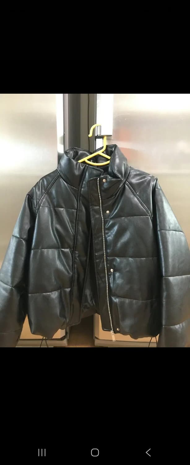 에잇세컨즈 페이크레더 숏 패딩 블랙 XS 상품이미지2