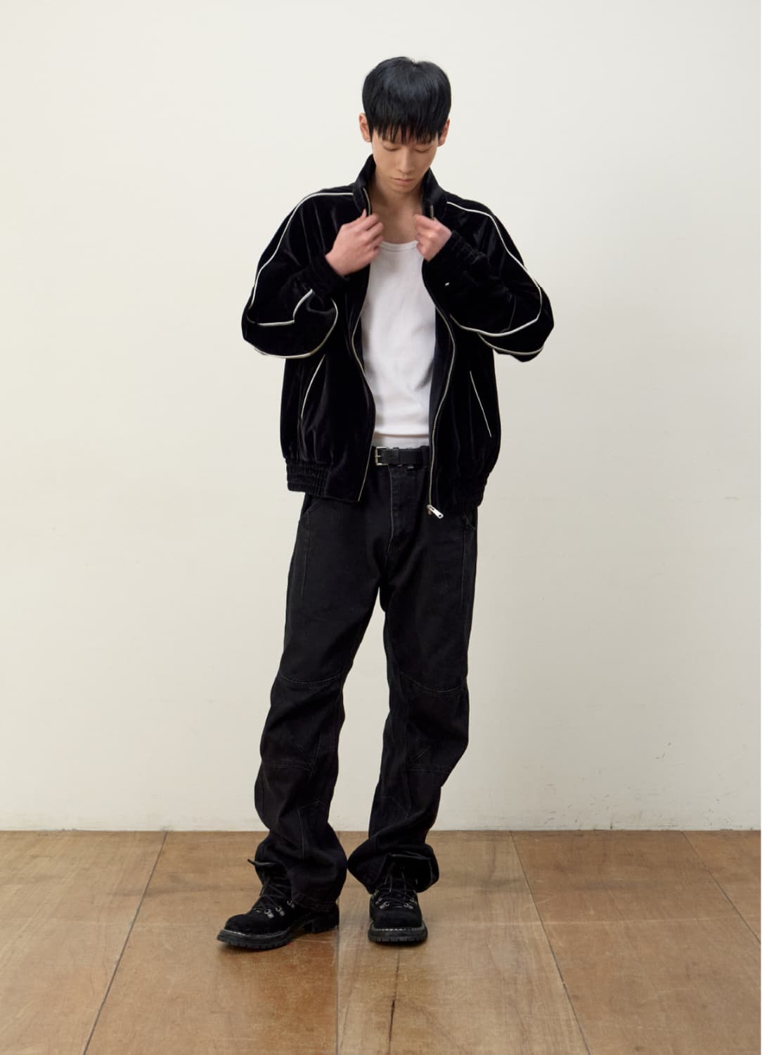 etce velvet track jacket (black) m사이즈 상품이미지2