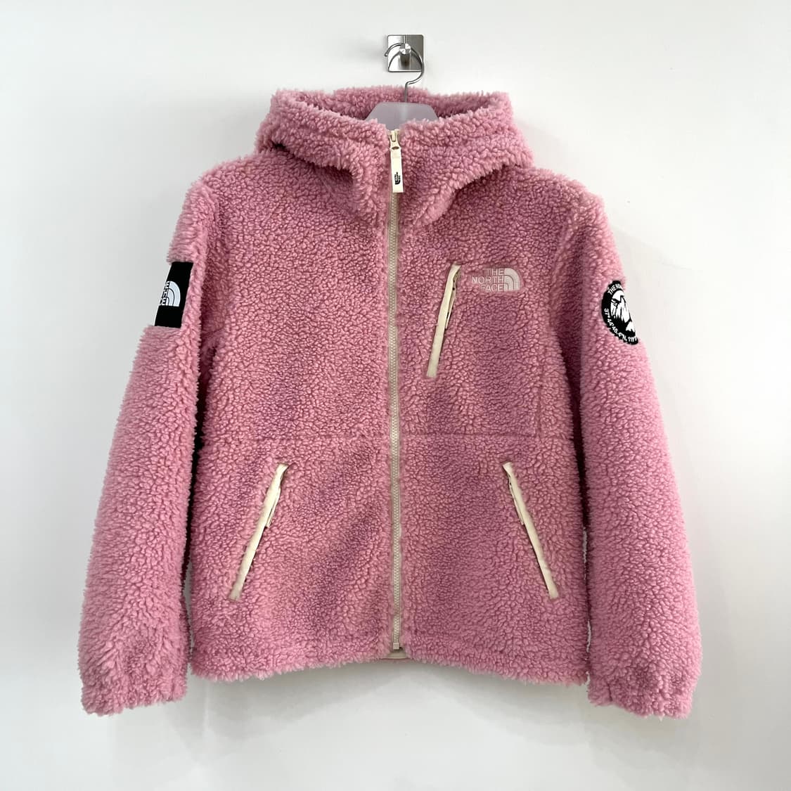 노스페이스 화이트라벨 핑크 후드 뽀글이 플리스 자켓 상품이미지2