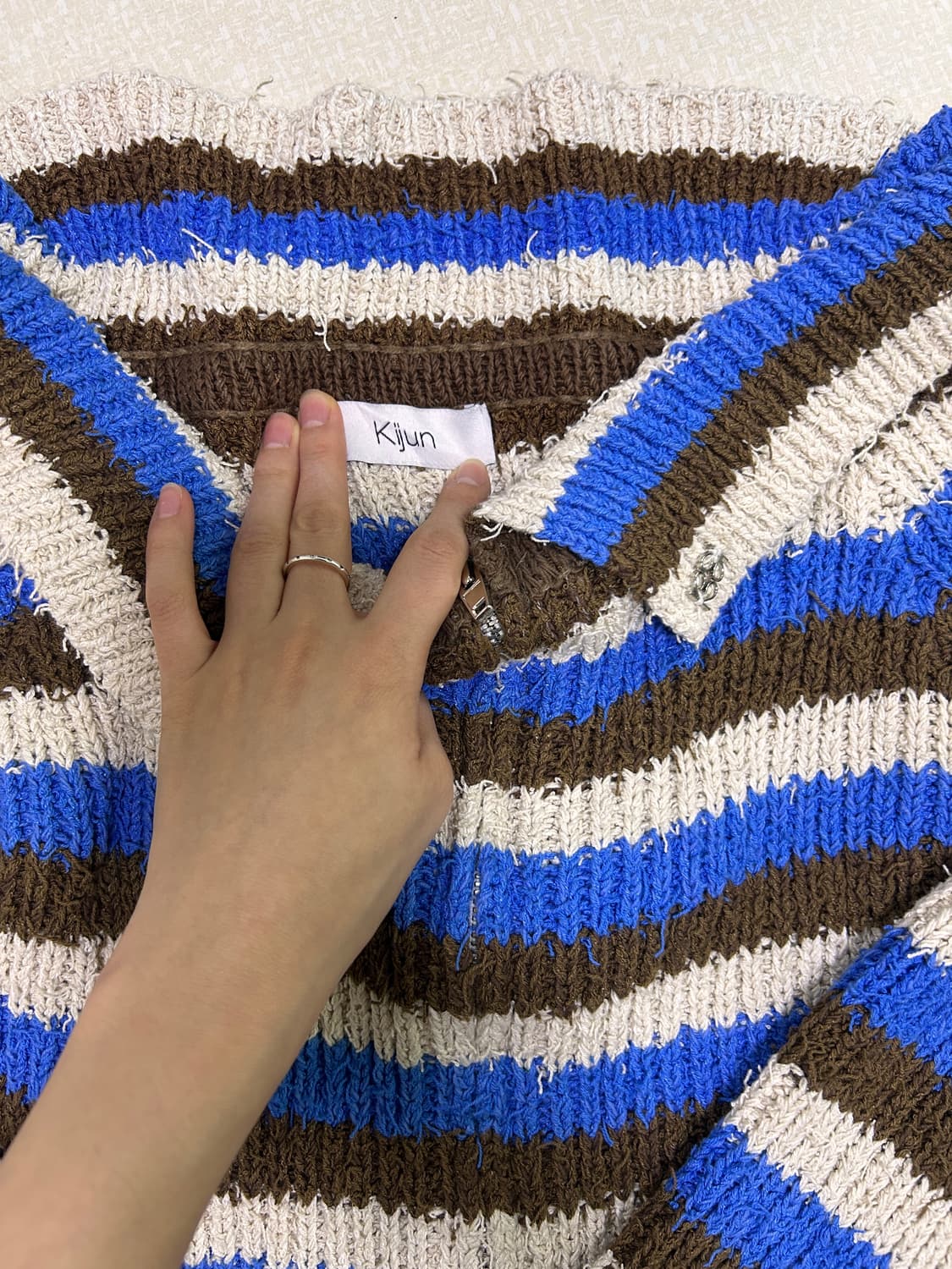 kijun 기준 스트라이프 브라운 가디건 상품이미지2