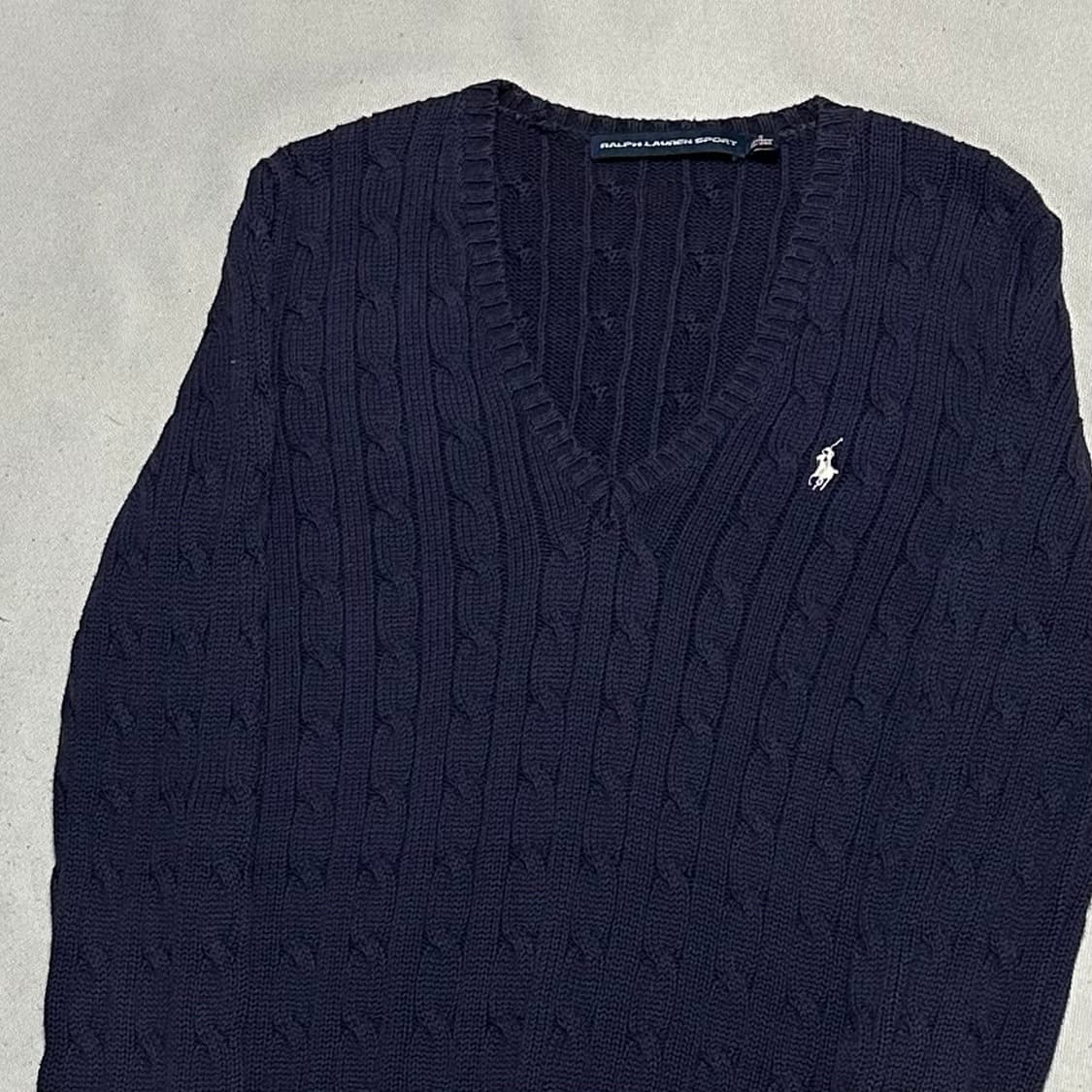 S 폴로랄프러렌 브이넥 케이블 코튼 네이비 니트 상품이미지1