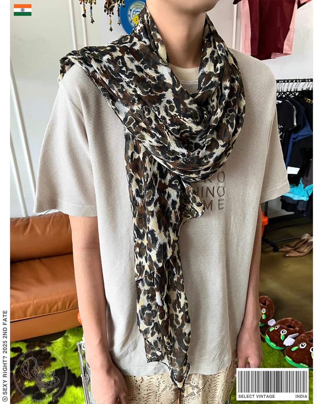 Indian Vintage Leopard Long Scarf 상품이미지1