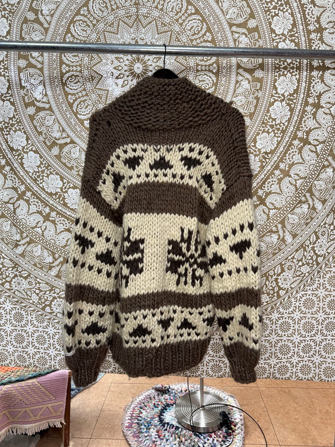 빈티지 코위찬 브라운 배색 니트 가디건  상품이미지5