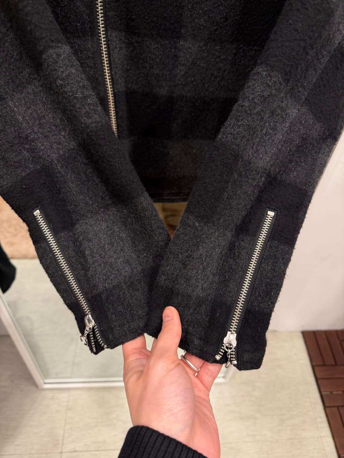 Beams 빔즈 체크 울 라이더 자켓 상품이미지5